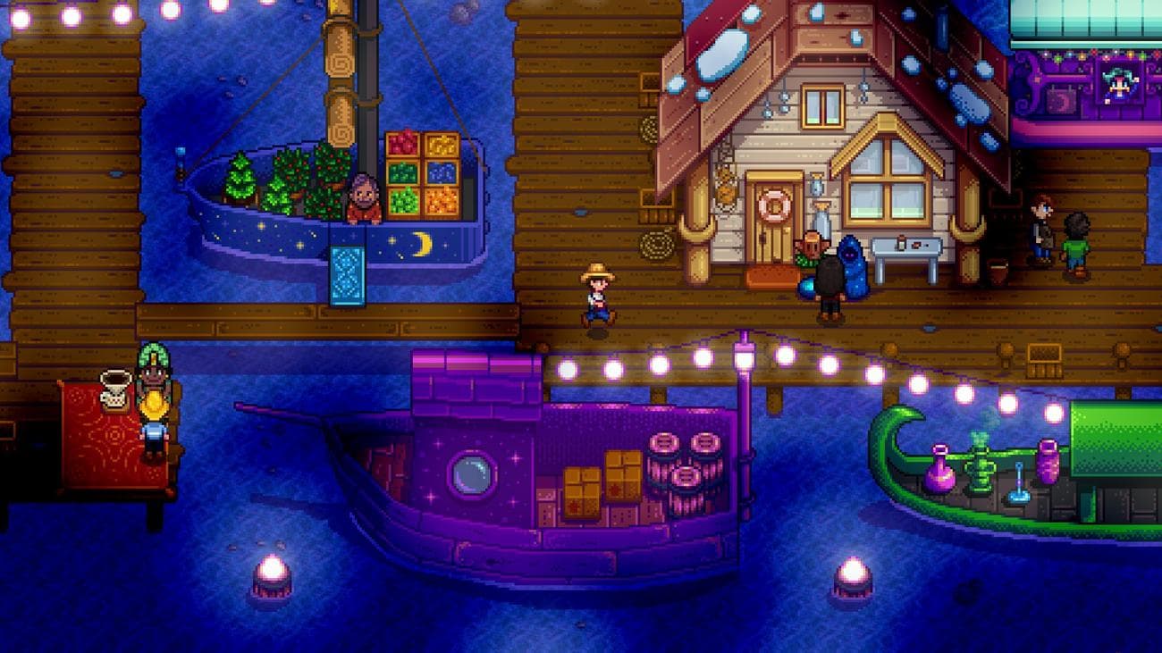 best-laptop-games-stardew-valley The night market in one of the best laptop games, Stardew Valley