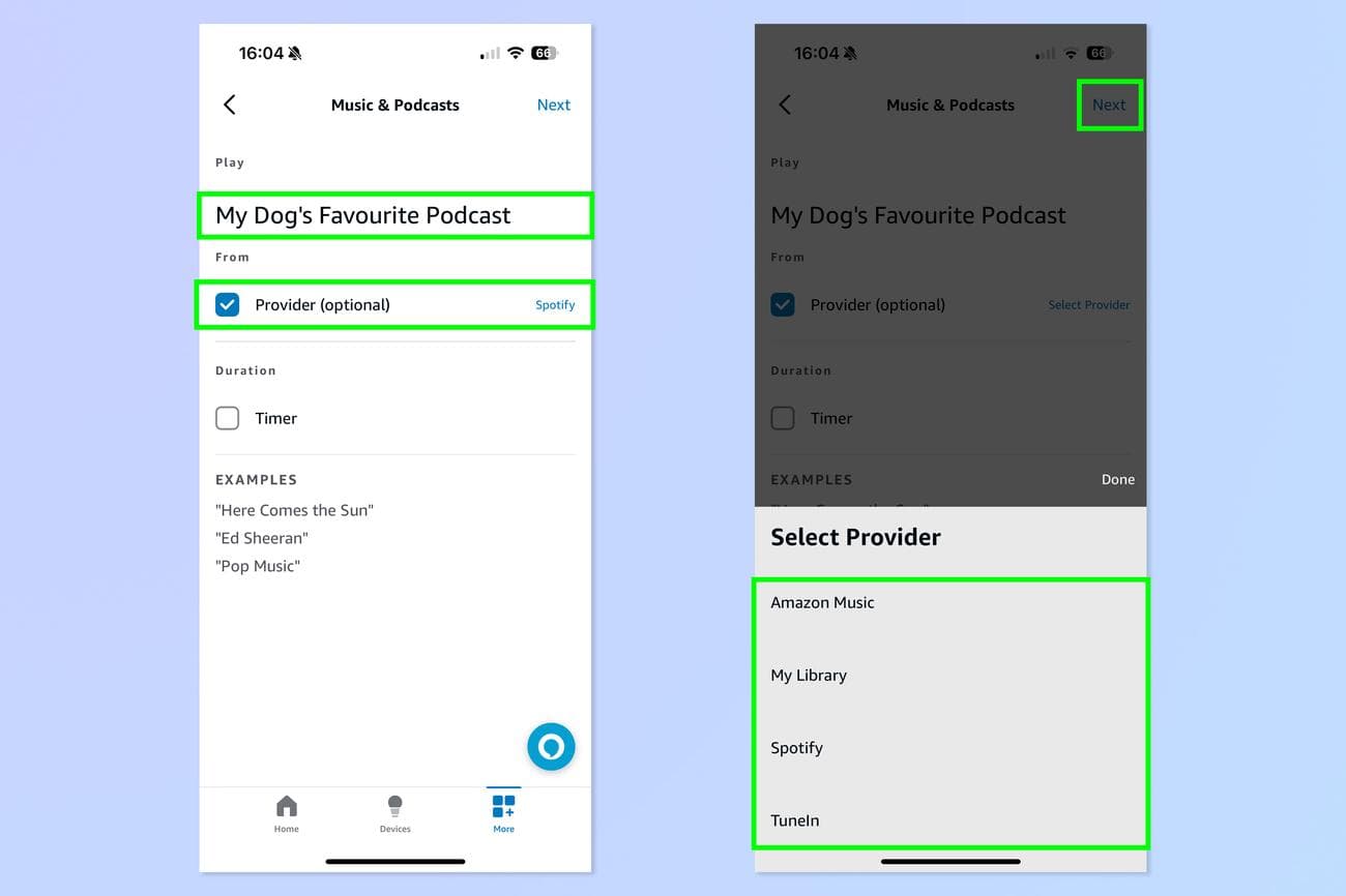 Ένα στιγμιότυπο οθόνης που δείχνει πώς να χρησιμοποιείτε τη συσκευή Echo για να σταματήσετε το γάβγισμα του σκύλου σας ενώ είστε έξω.