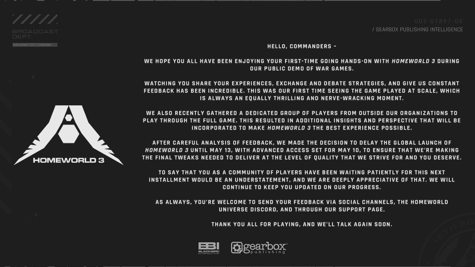 Το Homeworld 3 καθυστέρησε και πάλι μέχρι τον Μάιο