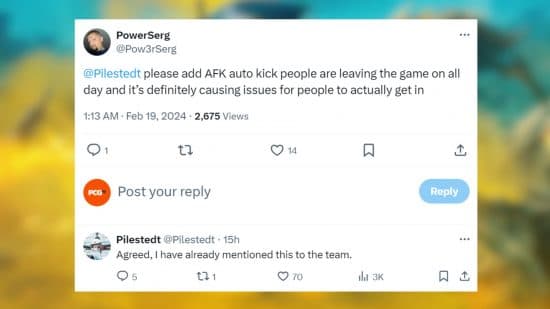 Το Helldivers 2 AFK ανάρτηση στο X