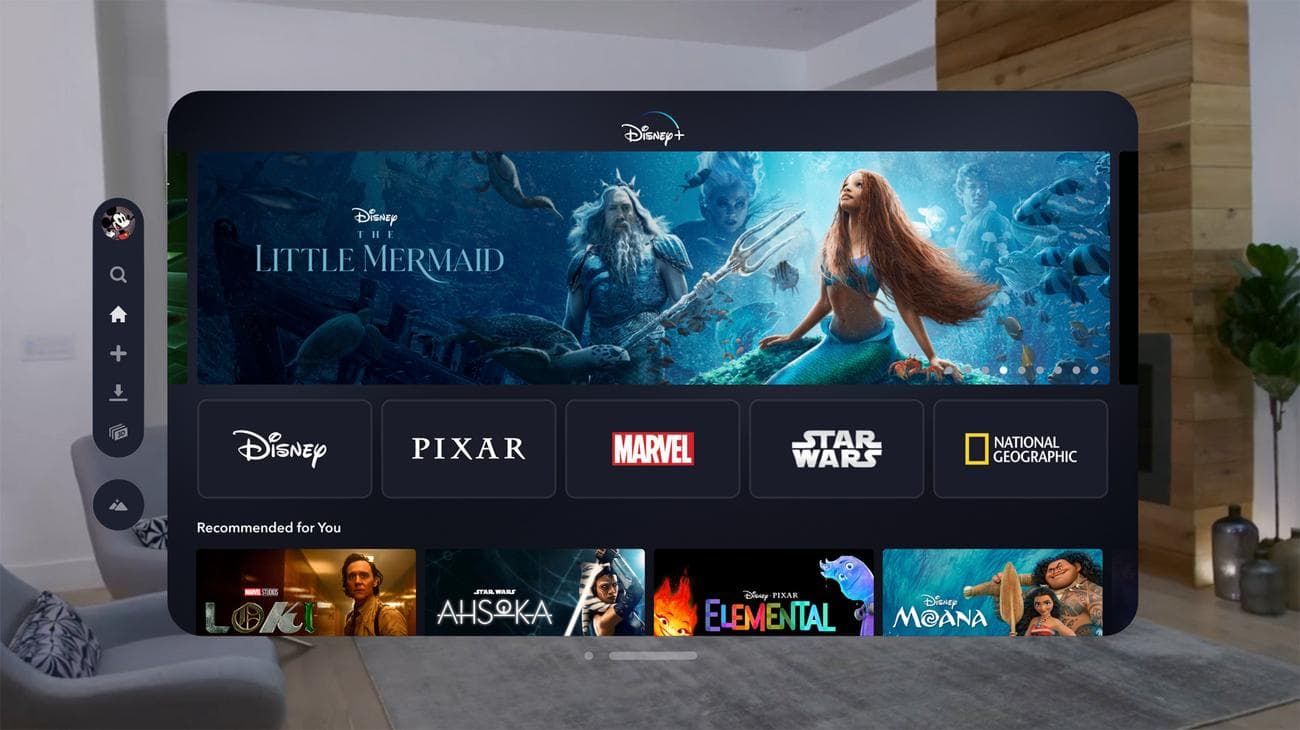 Η εφαρμογή Disney που εκτελείται στο Apple Vision Pro