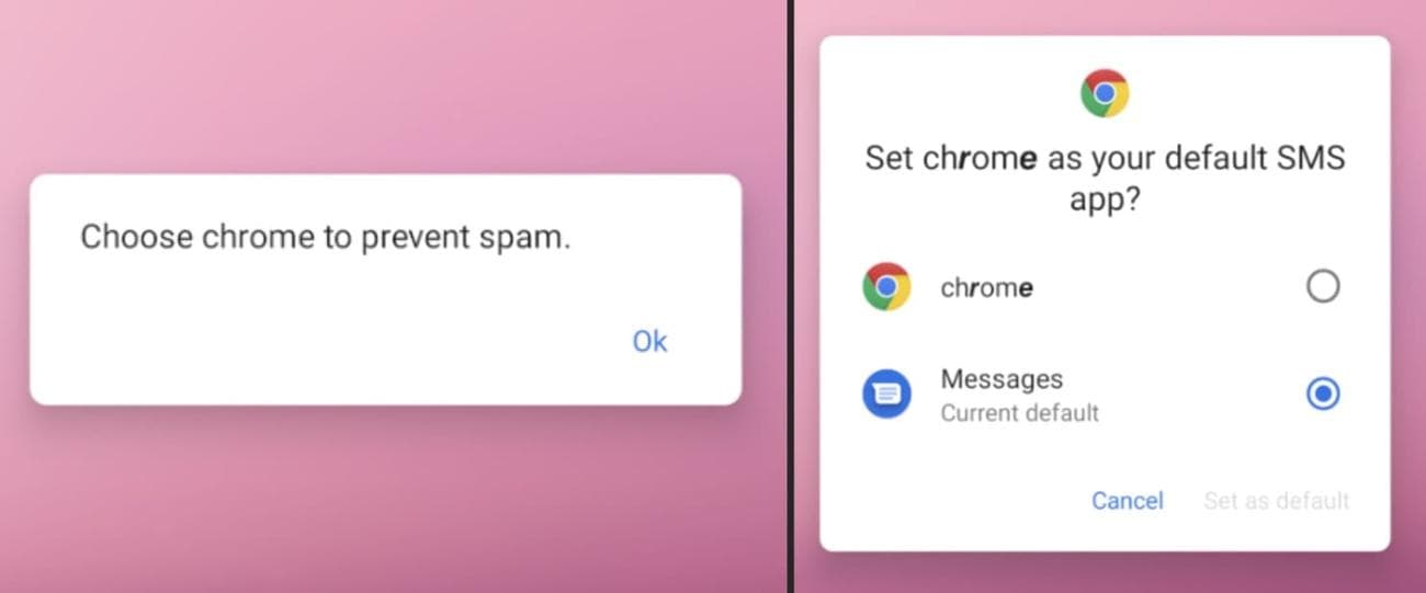 Δύσκολο αίτημα για ορισμό του κακόβουλου λογισμικού ως προεπιλεγμένης εφαρμογής για SMS