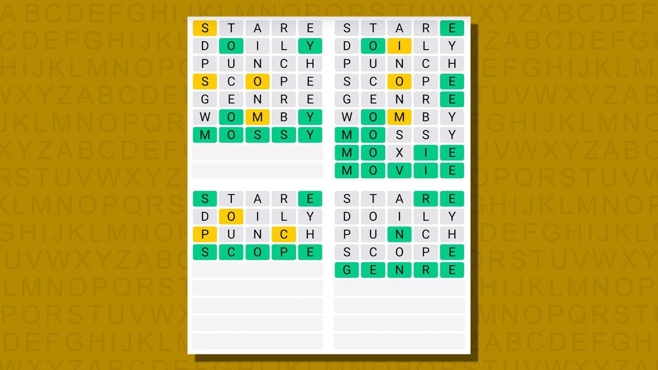 Quordle απαντήσεις για το παιχνίδι 763 σε κίτρινο φόντο