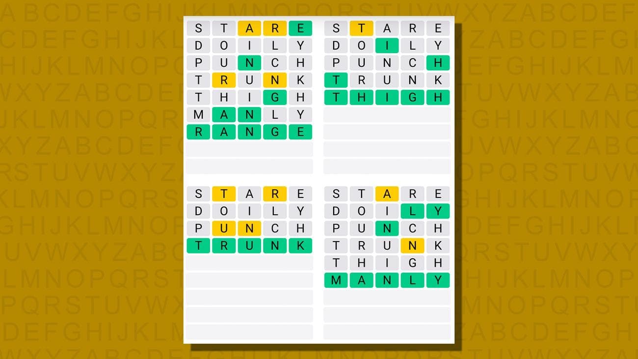 Quordle απαντήσεις για το παιχνίδι 762 σε κίτρινο φόντο