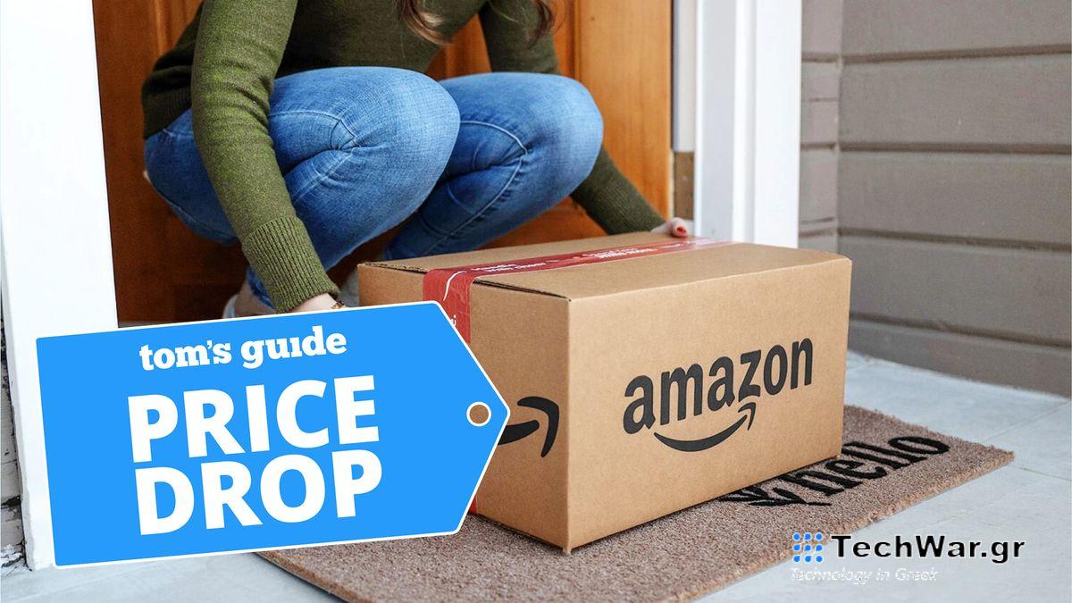 Woman receiving Amazon delivery at front door