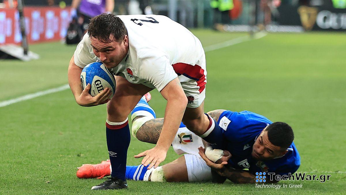 Jamie George of England dives over the line ahead of the England vs Italy Six Nations 2024 match