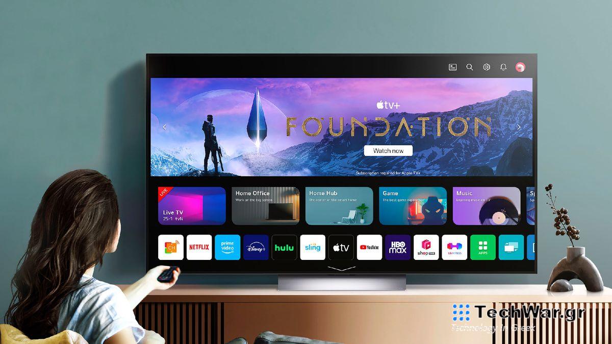 LG TV on display with webOS software on screen