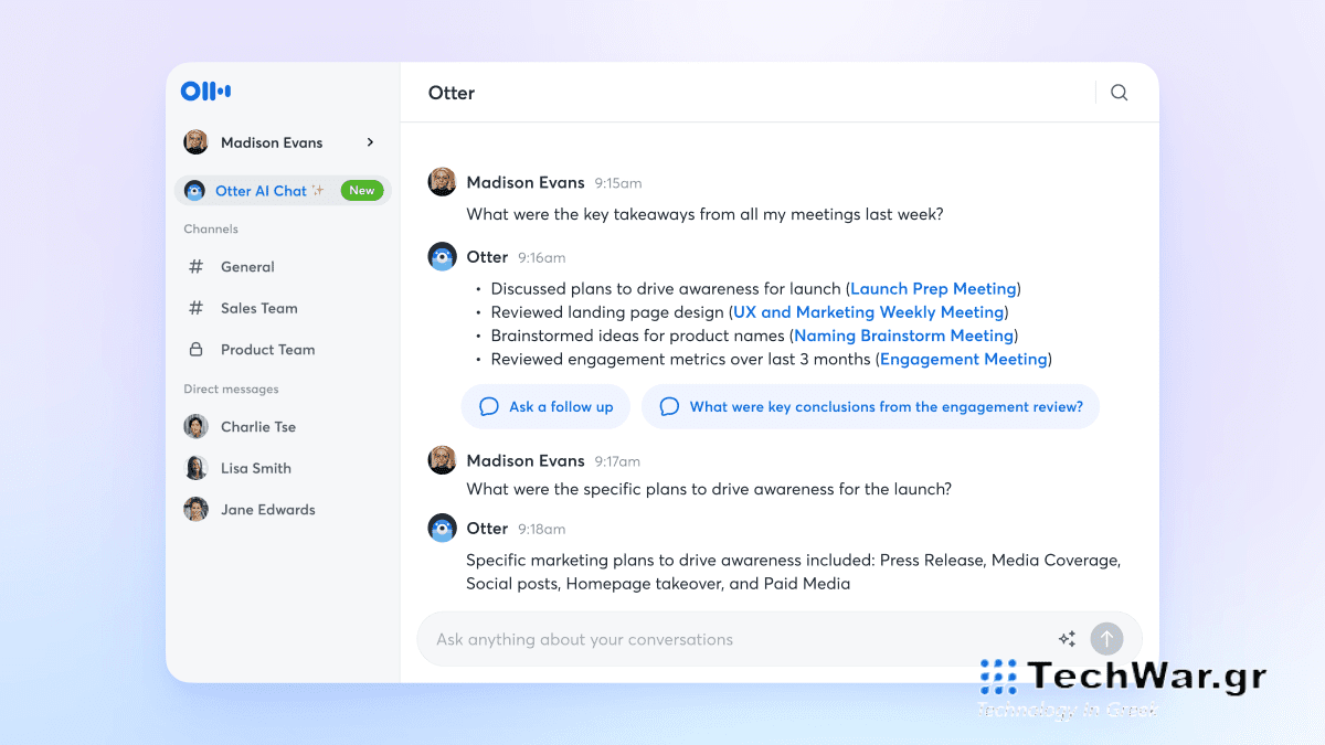 Το Otter φέρνει το GenAI στις συναντήσεις σας με περιλήψεις AI, συνομιλία AI και πολλά άλλα