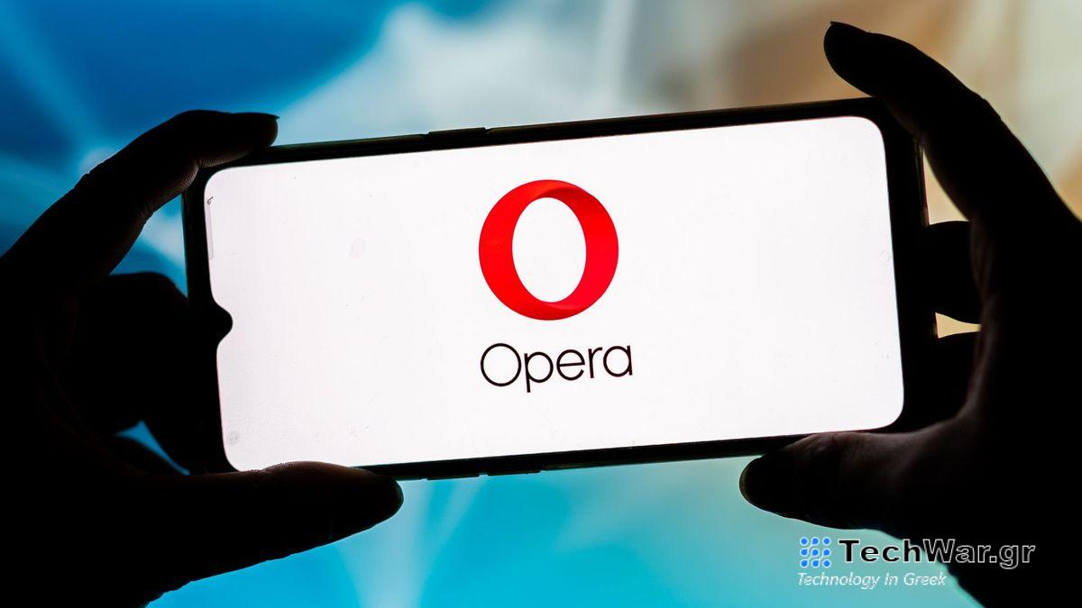 In this photo illustration, an Opera Browser logo seen displayed on a smartphone.