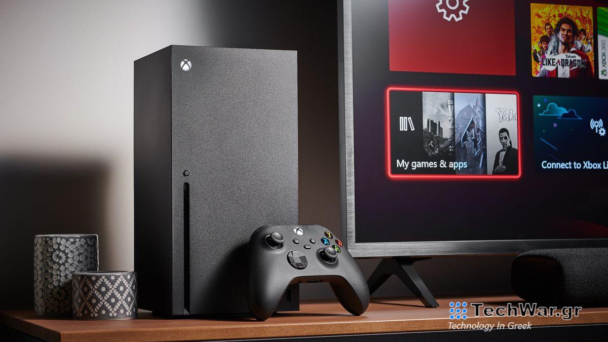 Xbox Series X console next to TV