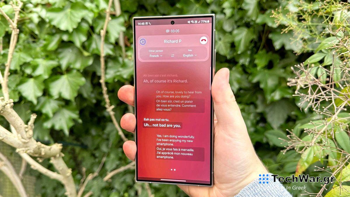 Photo of Live translate transcript on Samsung Galaxy S24