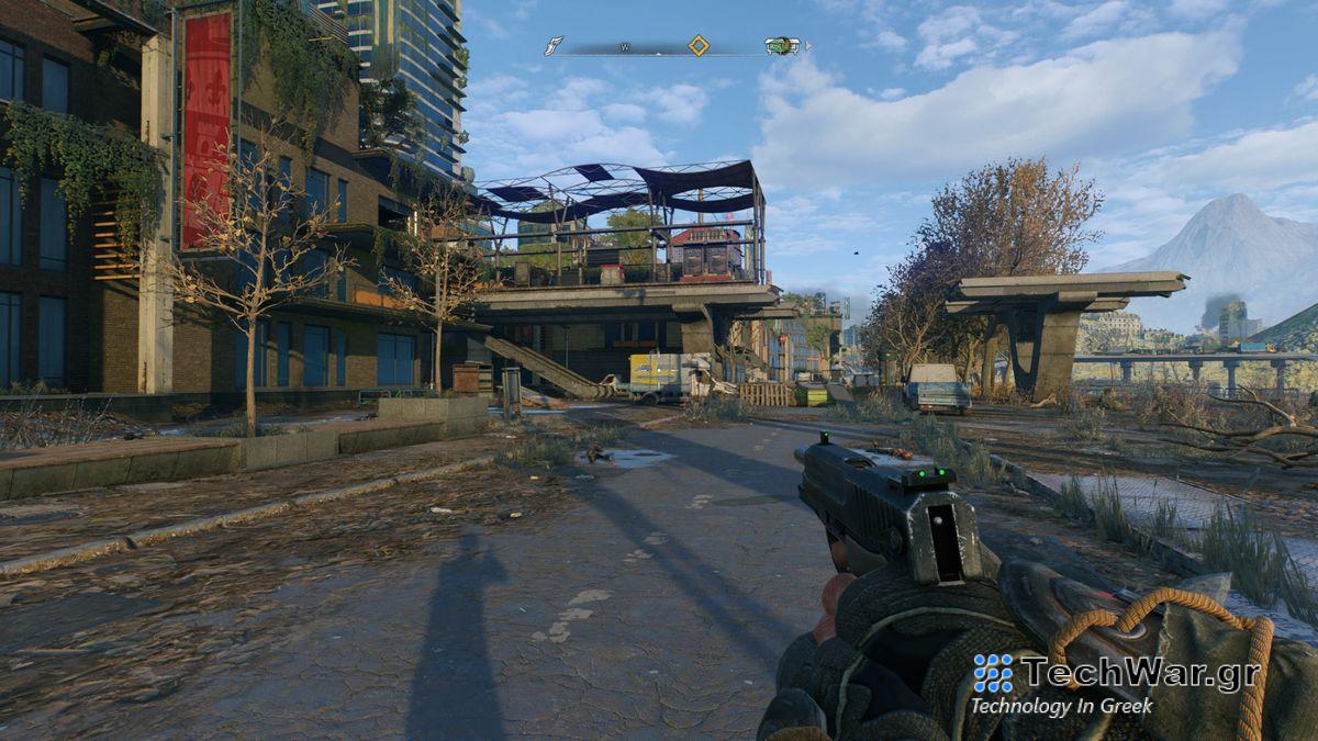 Holding the Harran Pistol in Dying Light 2