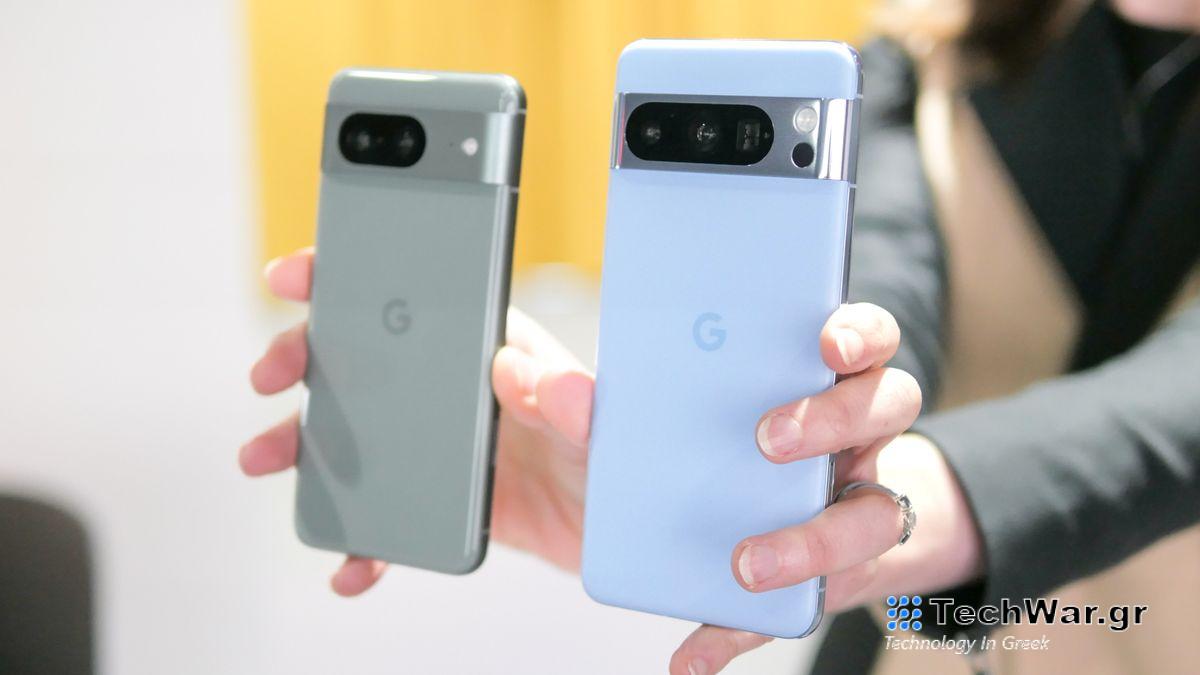Google Pixel 8 and Pixel 8 Pro held in the hand