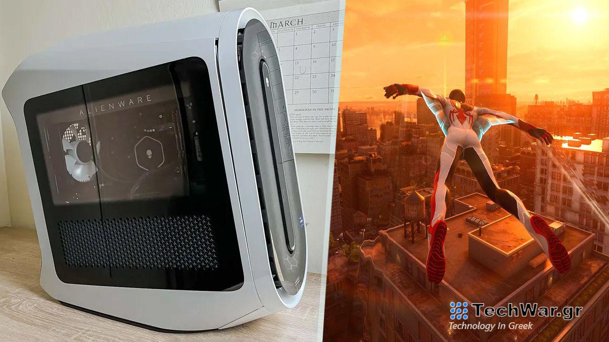 An Alienware Aurora R15 gaming PC and Marvel