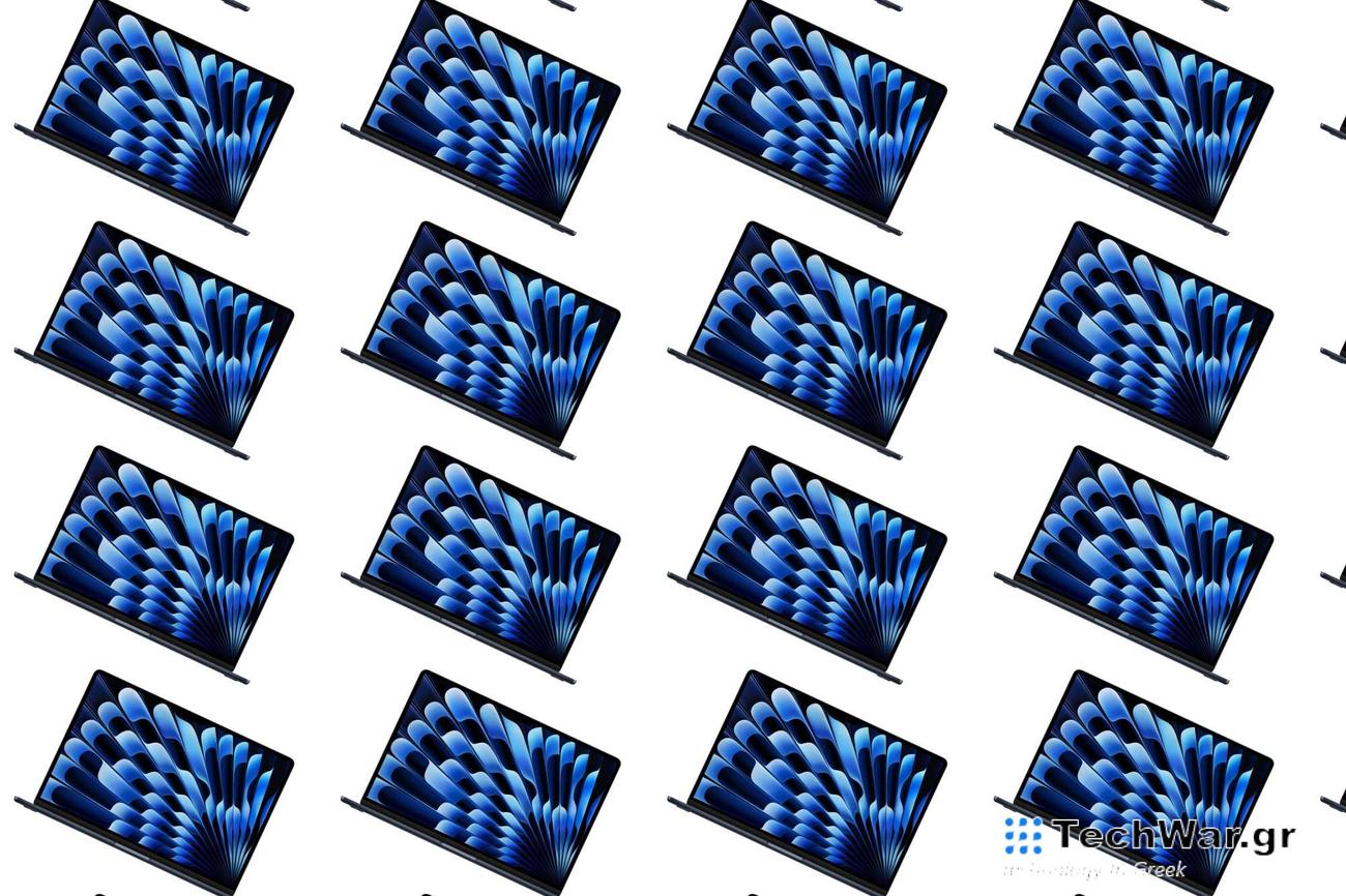 A tile of Apple 15-inch MacBook Airs on a plain white background.