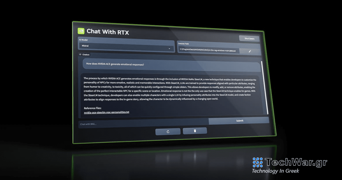 Το νέο chatbot AI της NVIDIA τρέχει τοπικά στον υπολογιστή σας
