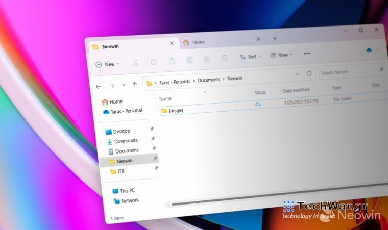 A photo of Windows 11s File Explorer with two tabs