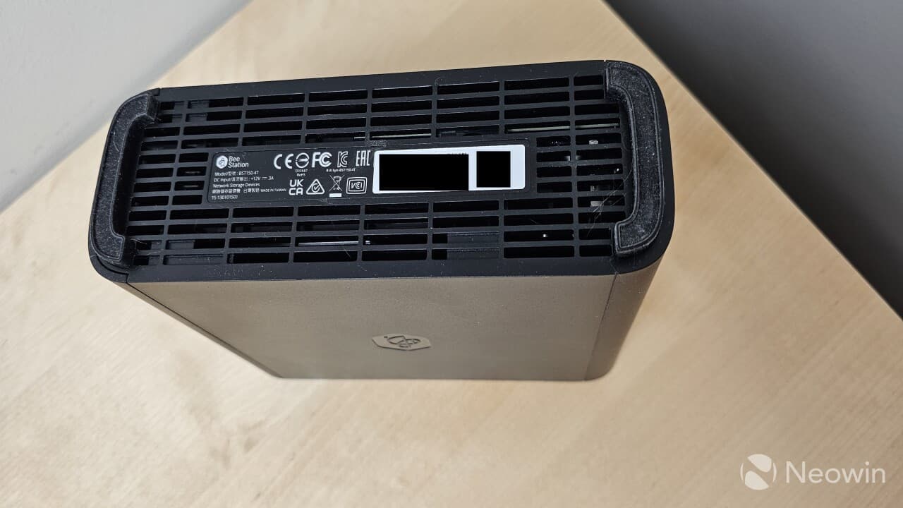 Photo of the bottom of the Synology BeeStation