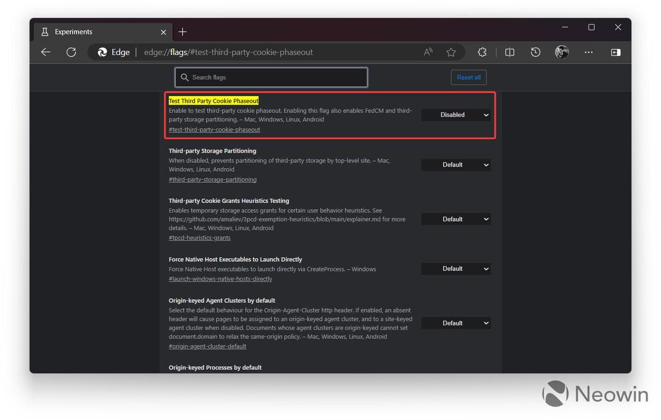 Η σημαία σταδιακής κατάργησης των cookie τρίτου μέρους στον Microsoft Edge