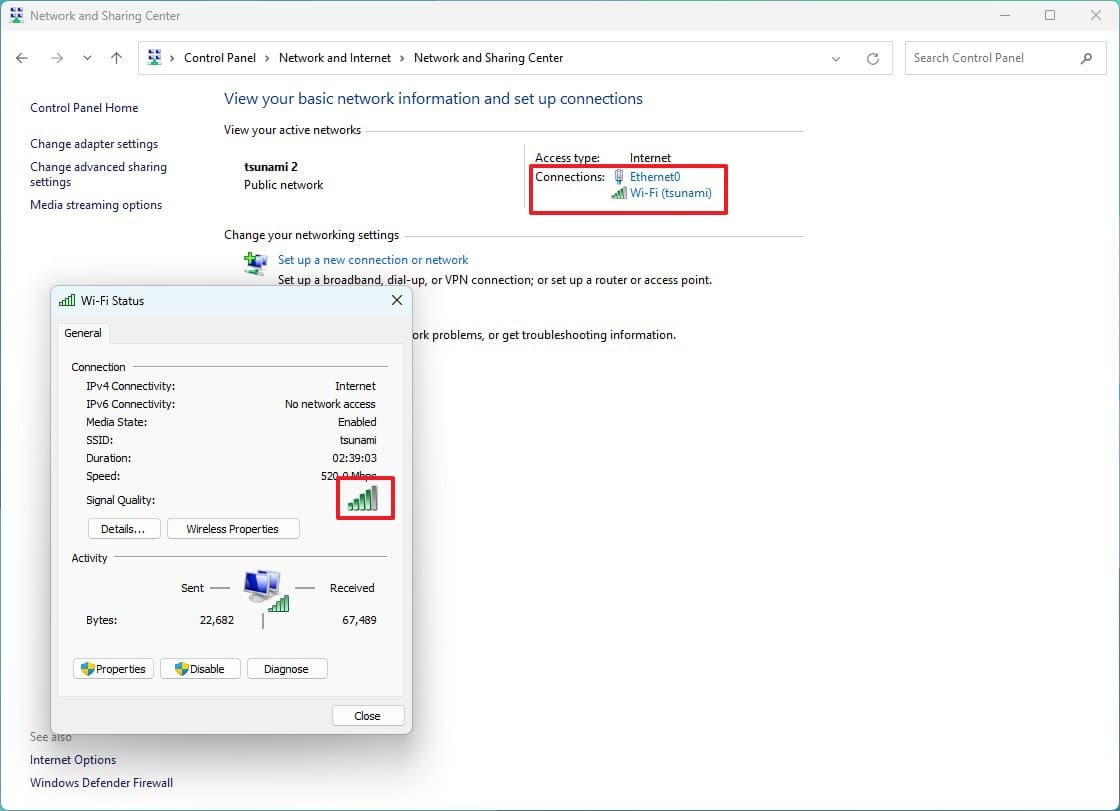 Ελέγξτε την ισχύ του ασύρματου σήματος