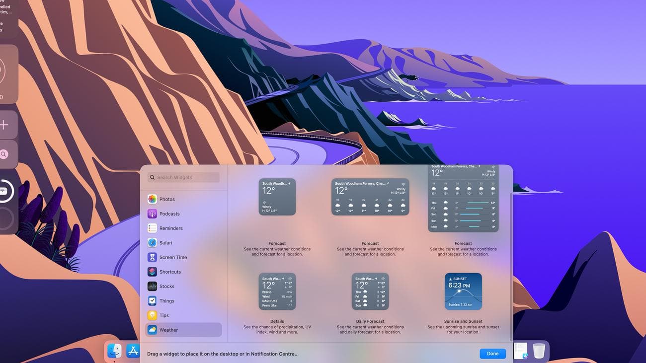 Γραφικά στοιχεία στο macOS Sonoma