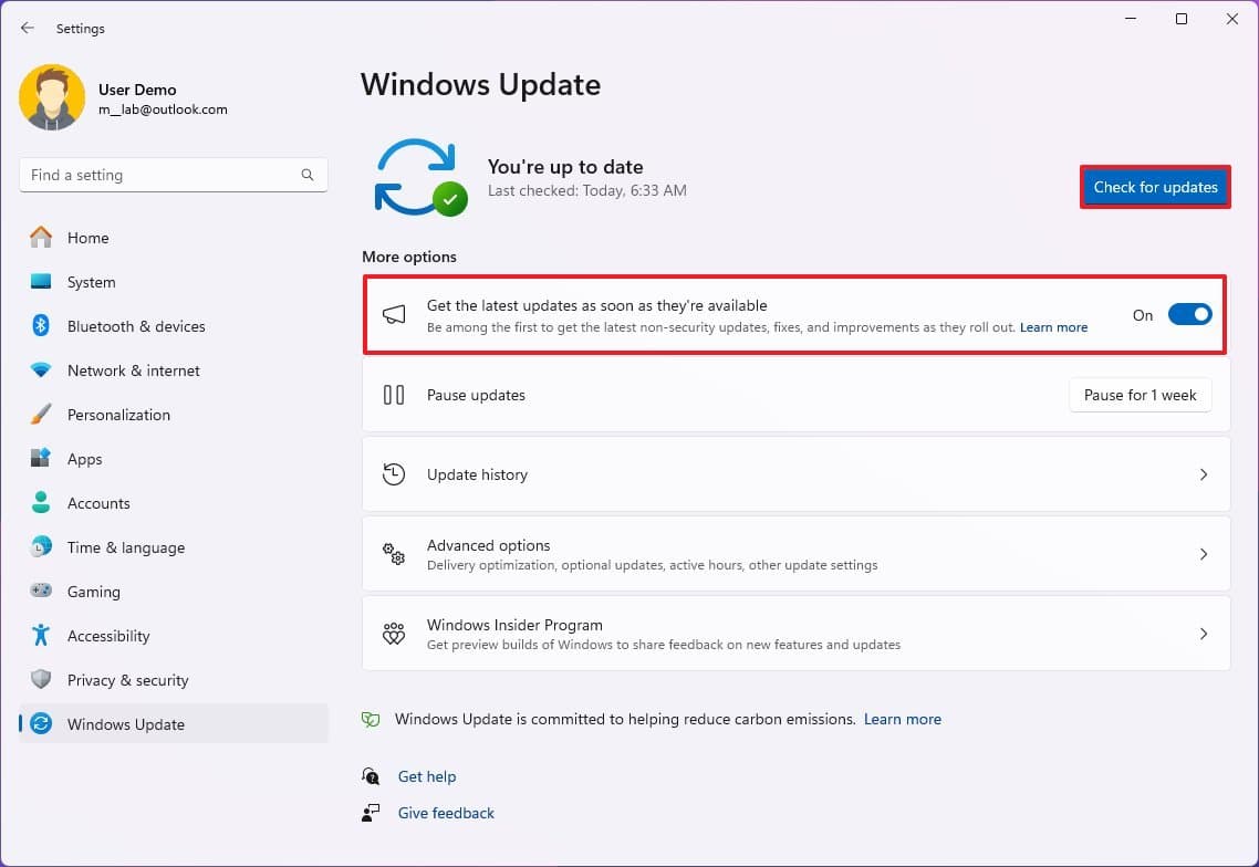 Ρυθμίσεις του Windows Update