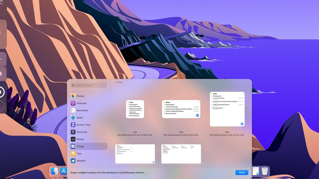 Γραφικά στοιχεία στο macOS Sonoma