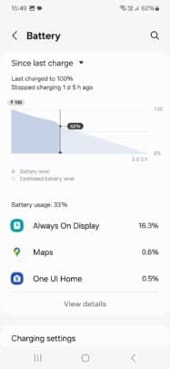 Samsung Device Care Στατιστικά διάρκειας ζωής μπαταρίας από την τελευταία φόρτιση