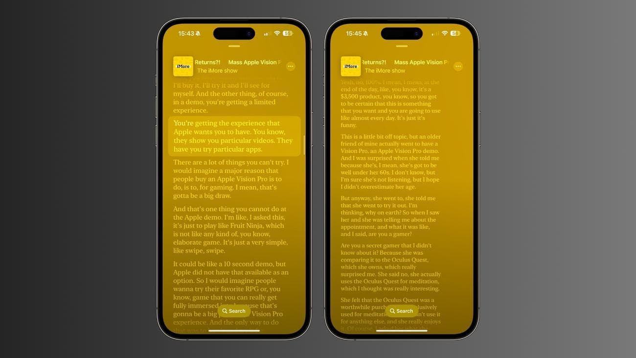 Μεταγραφές σε Apple Podcasts iOS 17.4