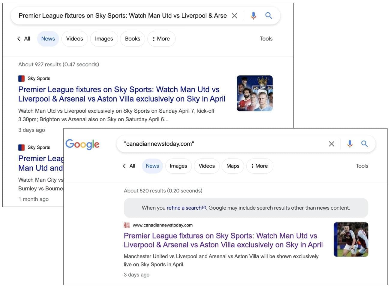 Επωνυμίες απομιμήσεων ειδήσεων που έχουν εγγραφεί ως εκδότες των Ειδήσεων Google