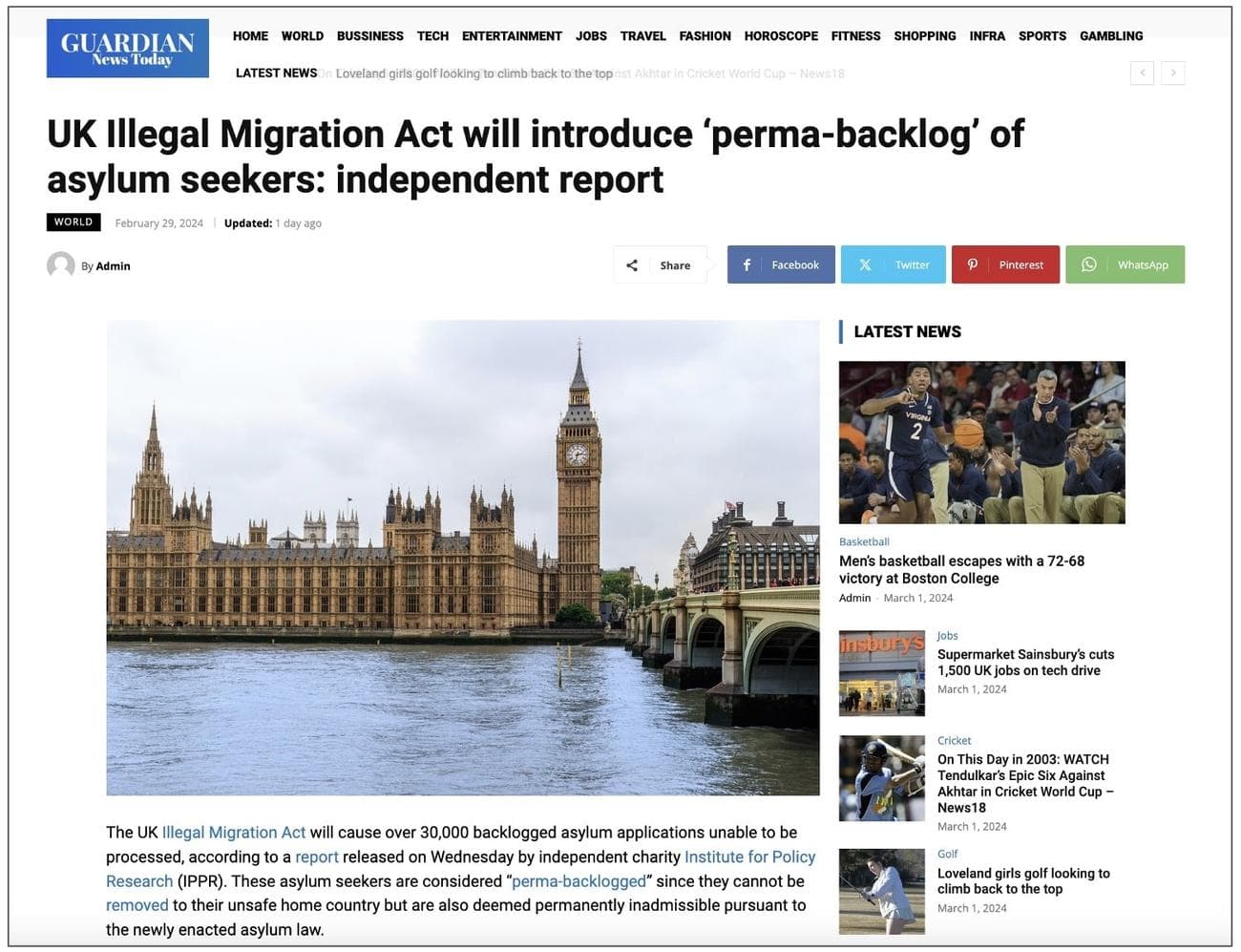 Ο Guardian που μοιάζει με τον ιστότοπο που αναδημοσιεύει άρθρα