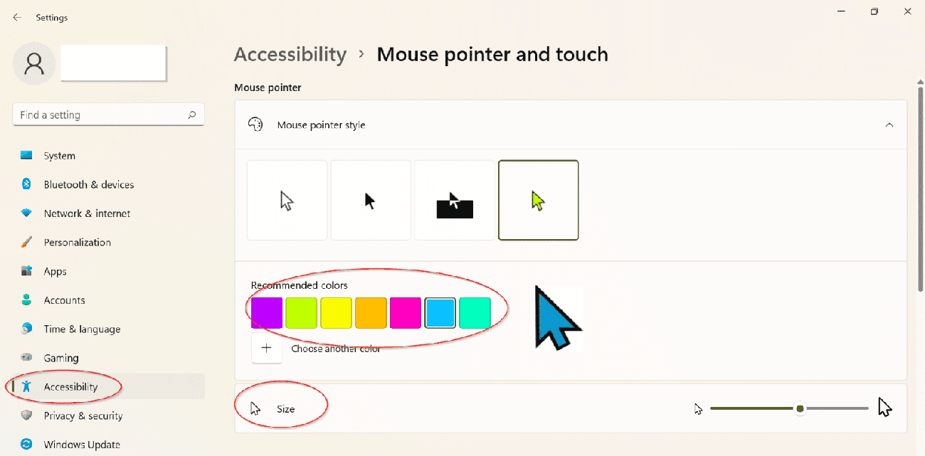 έγχρωμος δείκτης windows 11