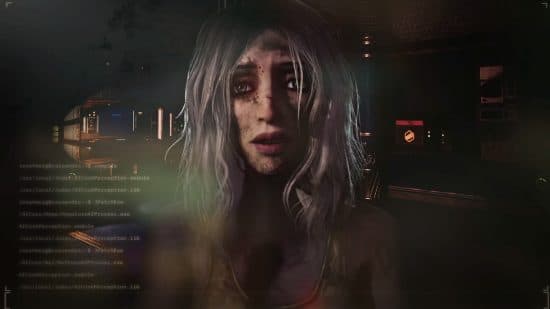 Judas ημερομηνία κυκλοφορίας: Ο ομώνυμος Judas αντανακλάται σε μια οθόνη, κοιτώντας αβοήθητος καθώς διάφορες διαδικασίες εμφανίζονται στη γωνία της οθόνης.