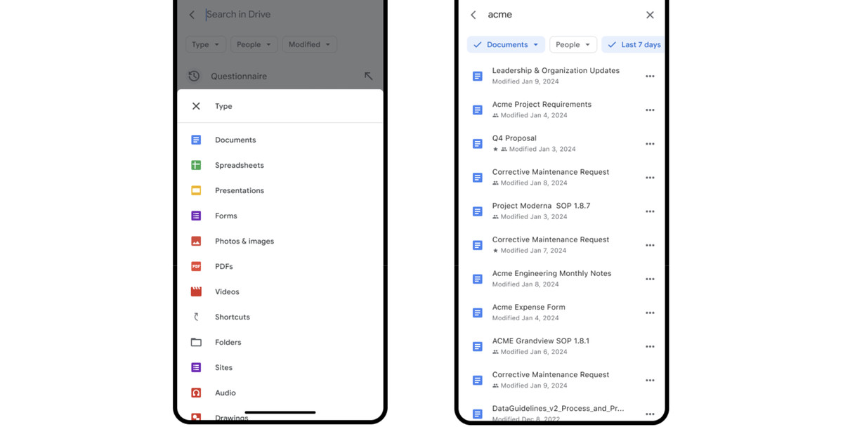 Η αναζήτηση στο Google Drive σε iOS έχει καλύτερες επιλογές φιλτραρίσματος