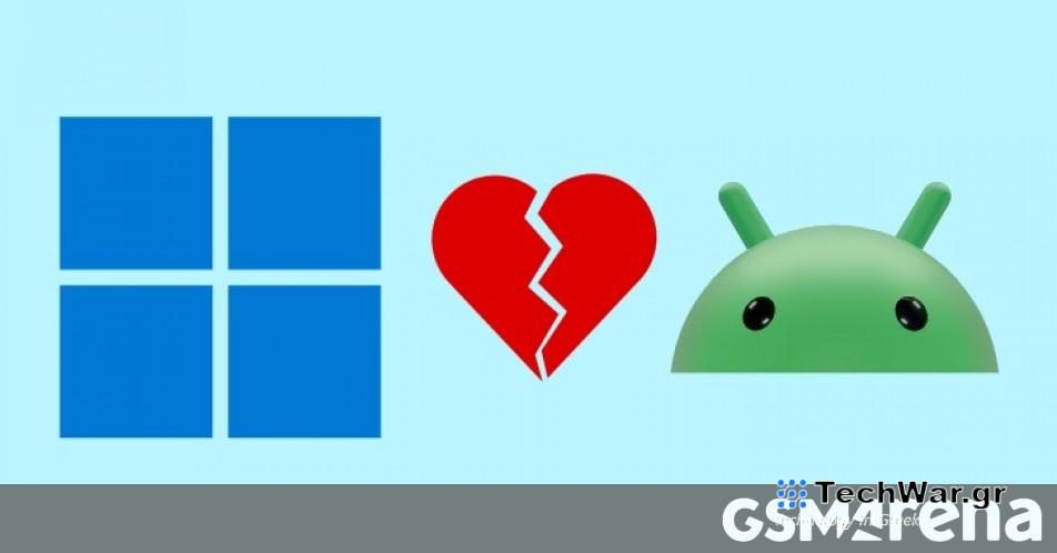 Η Microsoft τερματίζει την υποστήριξη εφαρμογών Android στα Windows σε ένα χρόνο
