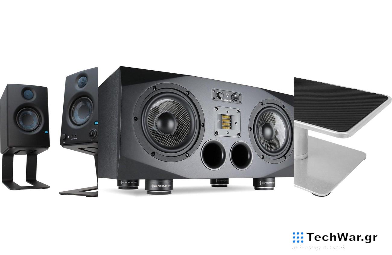 The best studio monitor stands on a plain white background.