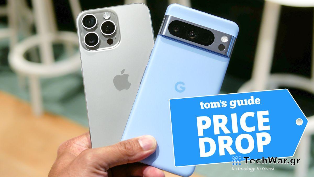 iPhone 15 next to Pixel 8