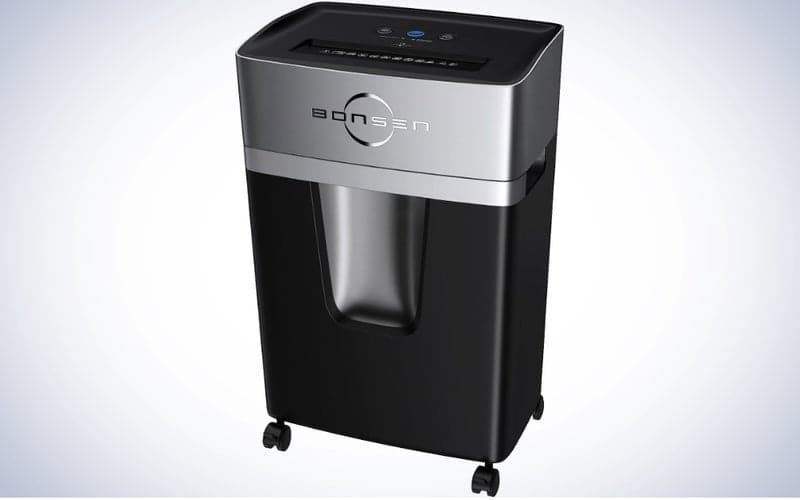 BONSEN 10-Sheet Super Quiet Micro-Cut Paper Shredder on a plain white background.
